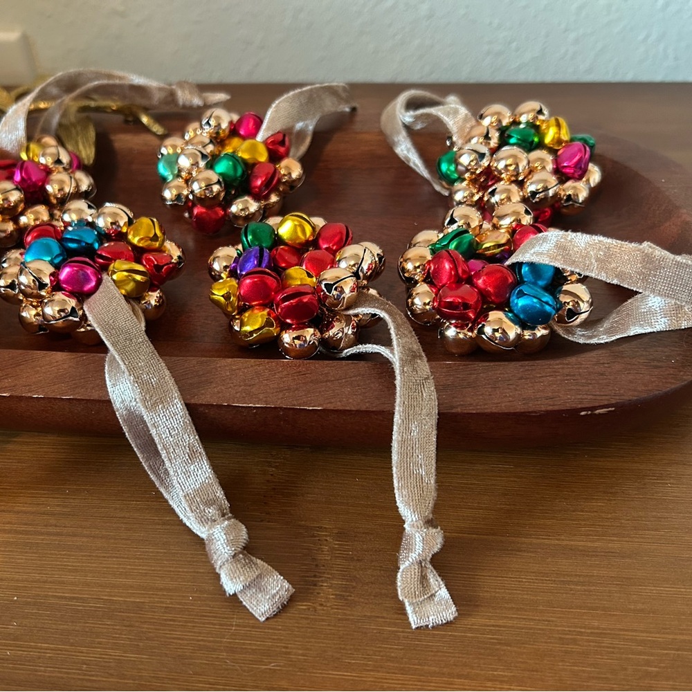 7 Festive Multicolor Jingle Bell Ornaments
